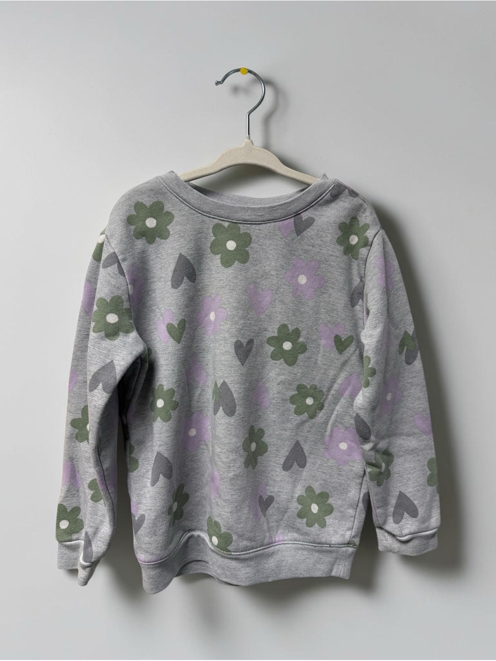 Garanimals Gray Sweatshirt with Olive Green Flowers & Lavender Hearts